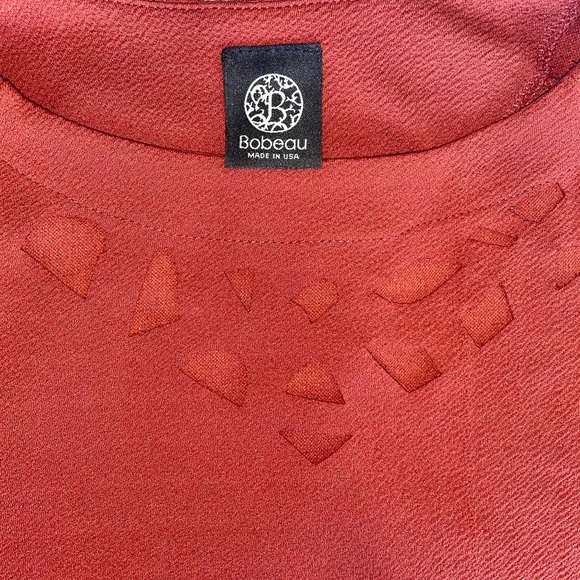 Bobeau Burnt Orange Cut Out Drape Blouse - Picture 3 of 5